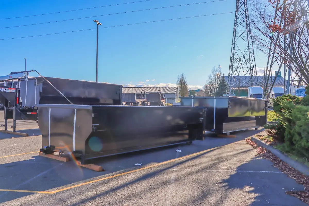 Roll-off dumpster ready for waste disposal at job site for 12 Yard Dumpster Rental in Maywood